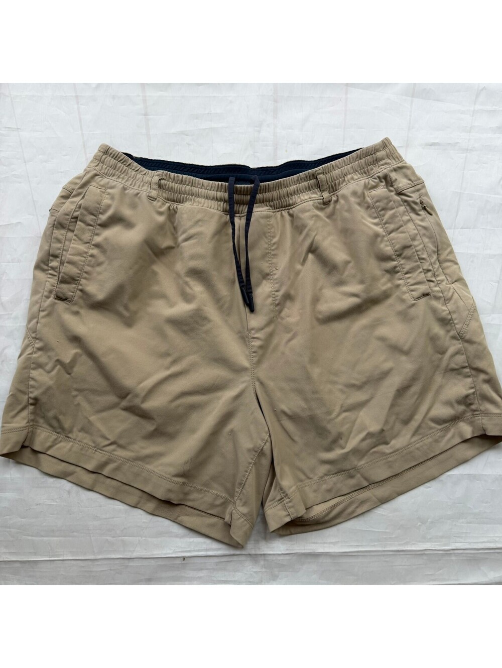 Birddogs Men's Khaki Casual Elastic Waist Shorts with Drawstring
